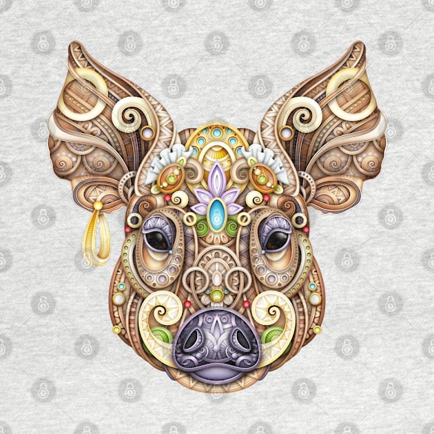 Ornate Decorative Boar, Wild Animal Head by lissantee